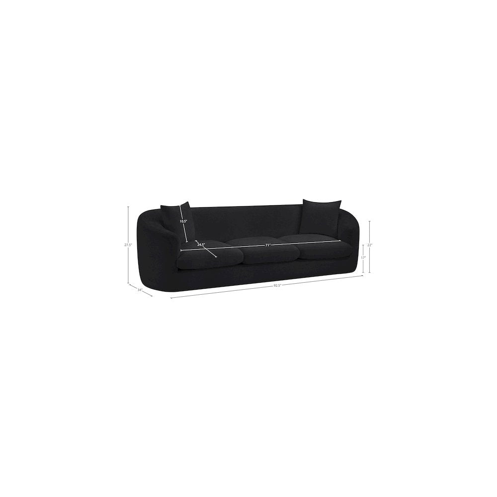 Penelope Black Chenille Fabric Sofa