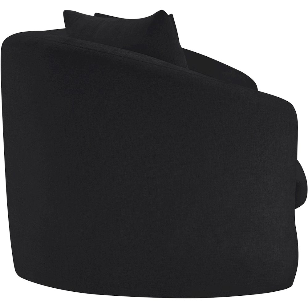 Penelope Black Chenille Fabric Sofa