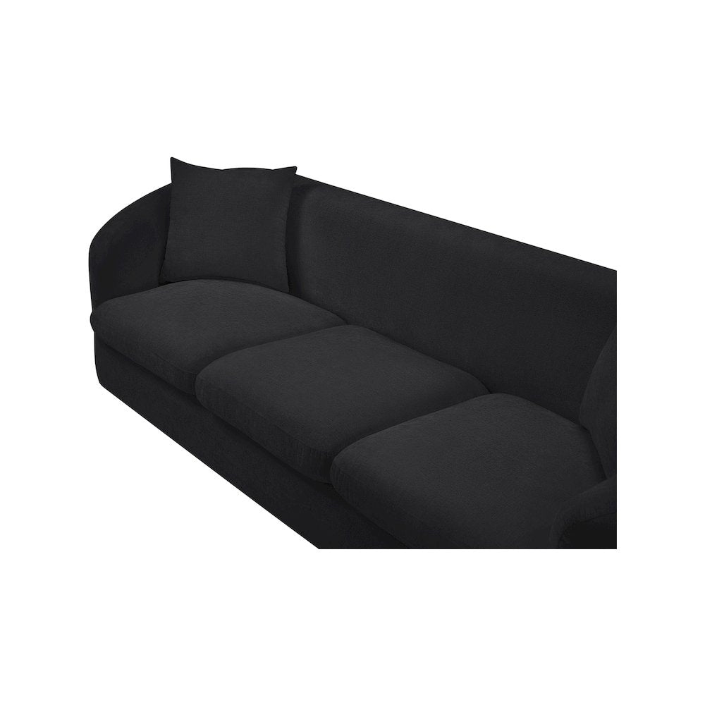 Penelope Black Chenille Fabric Sofa