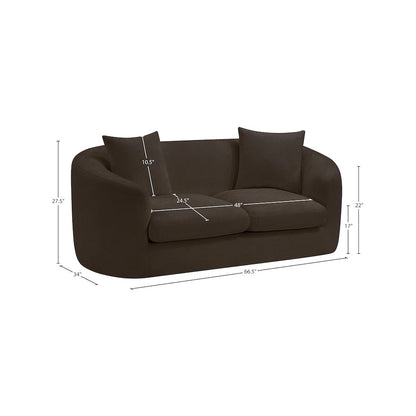 Penelope Brown Chenille Fabric Loveseat