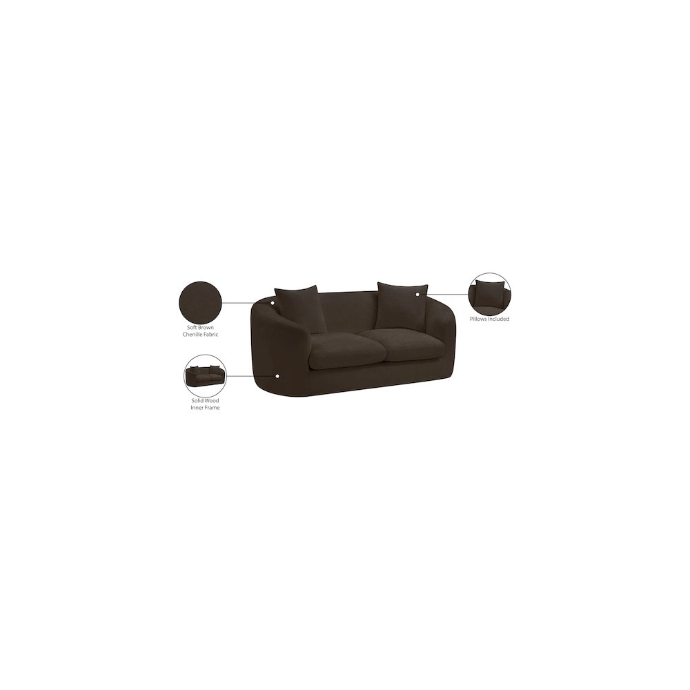 Penelope Brown Chenille Fabric Loveseat