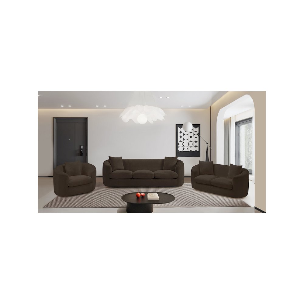 Penelope Brown Chenille Fabric Loveseat