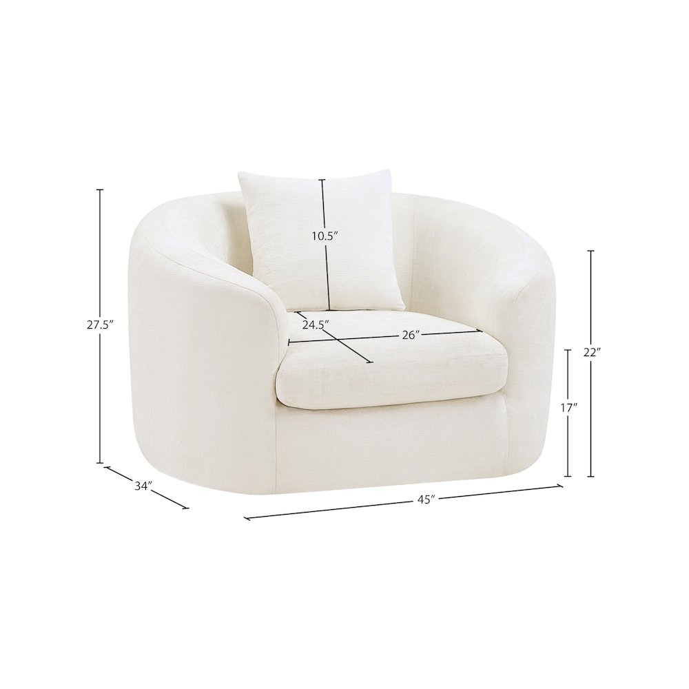 Penelope Cream Chenille Fabric Chair