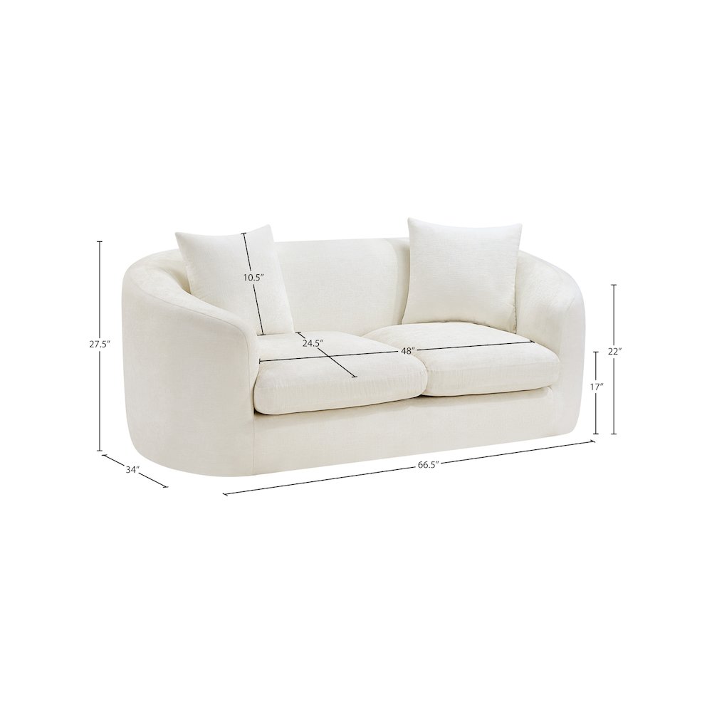 Penelope Cream Chenille Fabric Loveseat