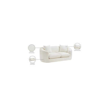 Penelope Cream Chenille Fabric Loveseat