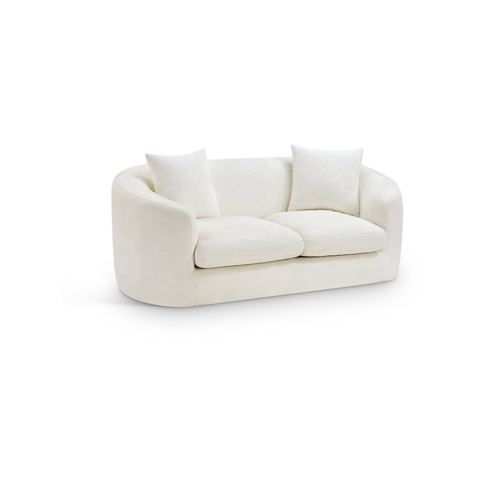 Penelope Cream Chenille Fabric Loveseat