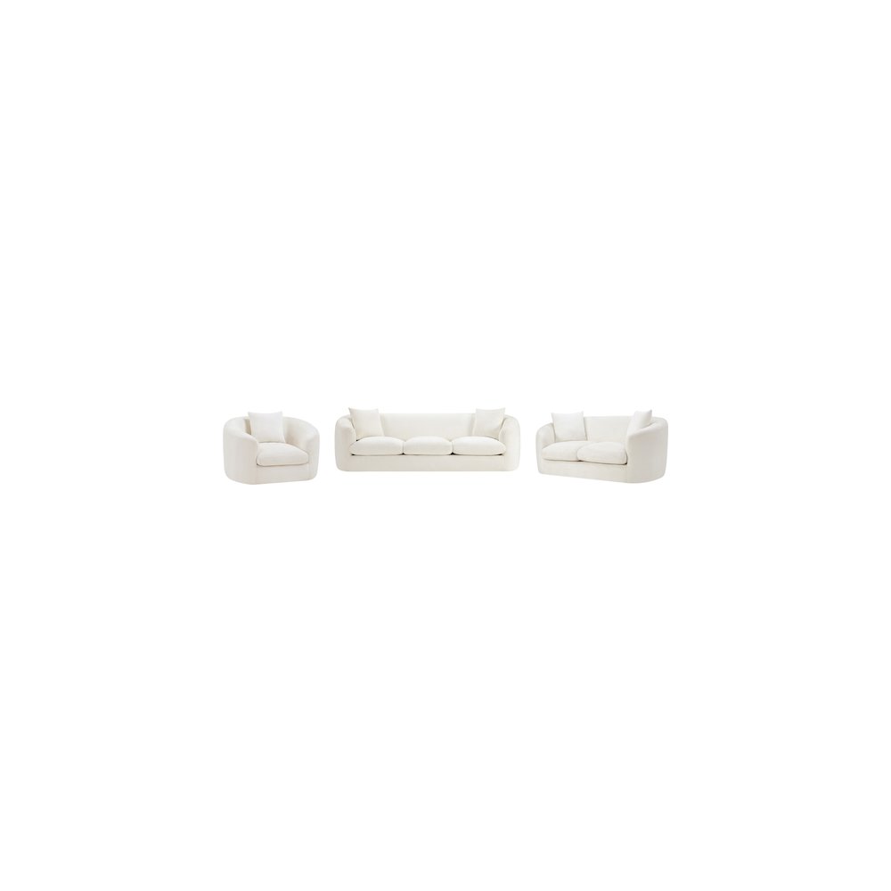 Penelope Cream Chenille Fabric Loveseat