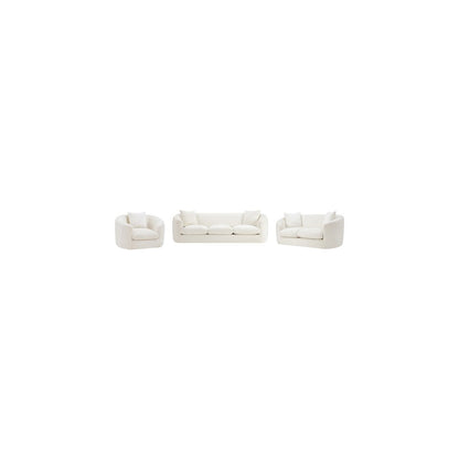 Penelope Cream Chenille Fabric Loveseat