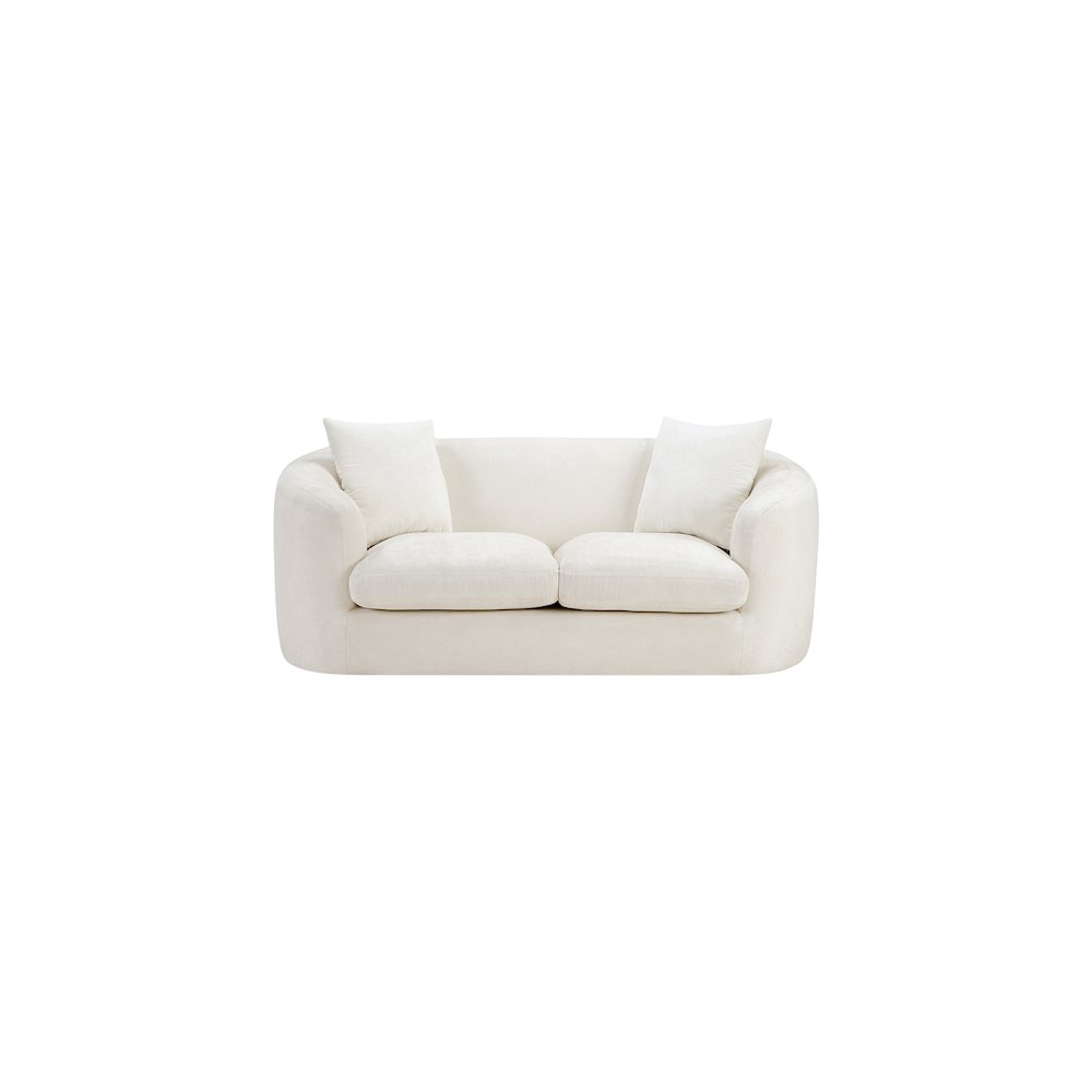 Penelope Cream Chenille Fabric Loveseat