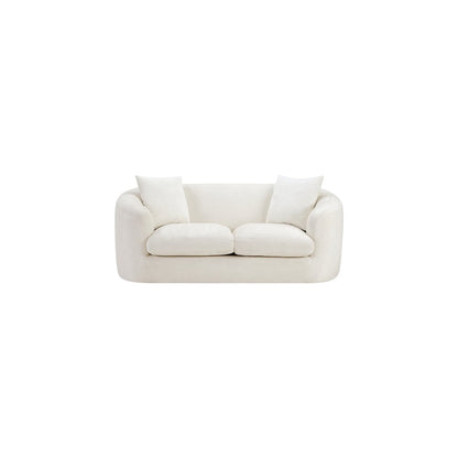 Penelope Cream Chenille Fabric Loveseat