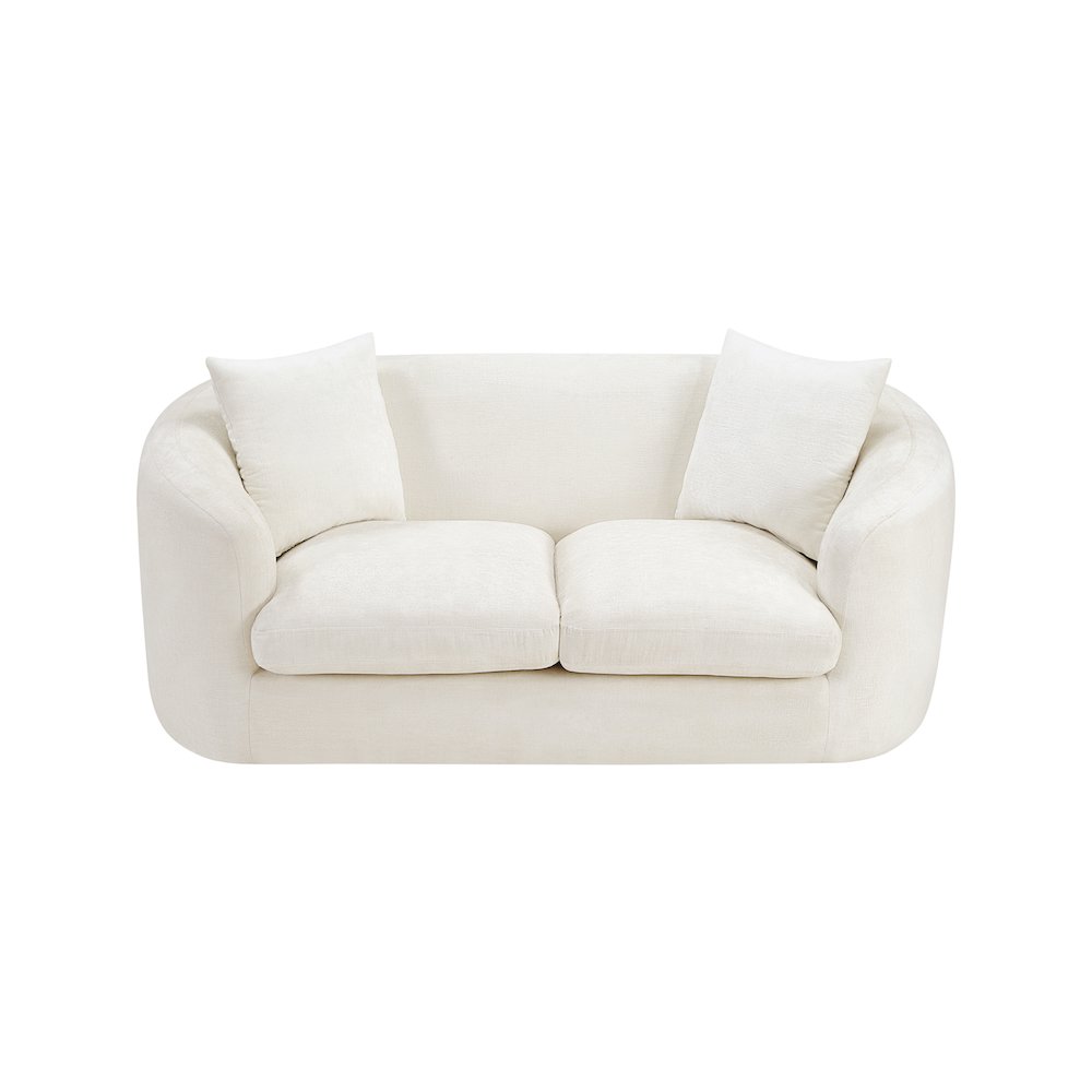 Penelope Cream Chenille Fabric Loveseat