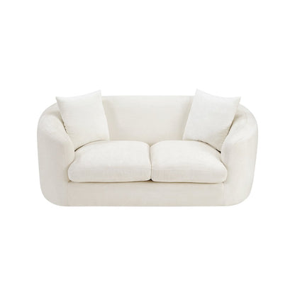 Penelope Cream Chenille Fabric Loveseat