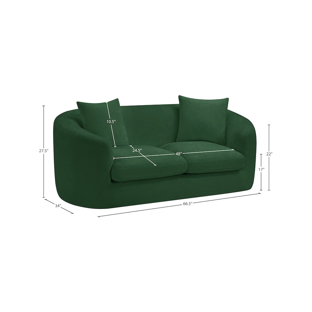 Penelope Green Chenille Fabric Loveseat