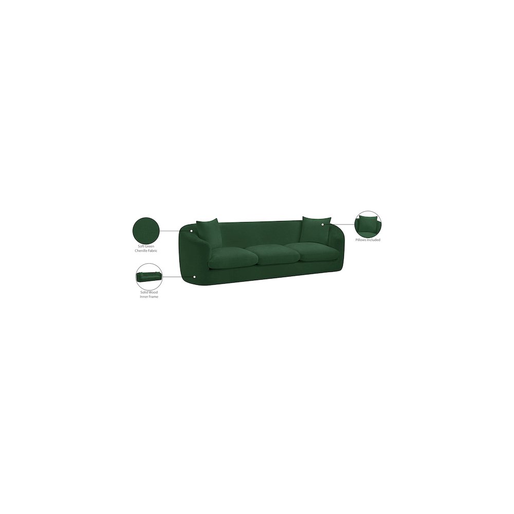 Penelope Green Chenille Fabric Sofa
