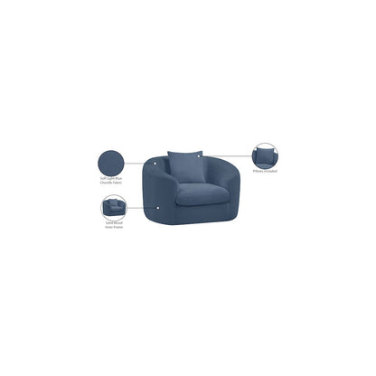 Penelope Light Blue Chenille Fabric Chair