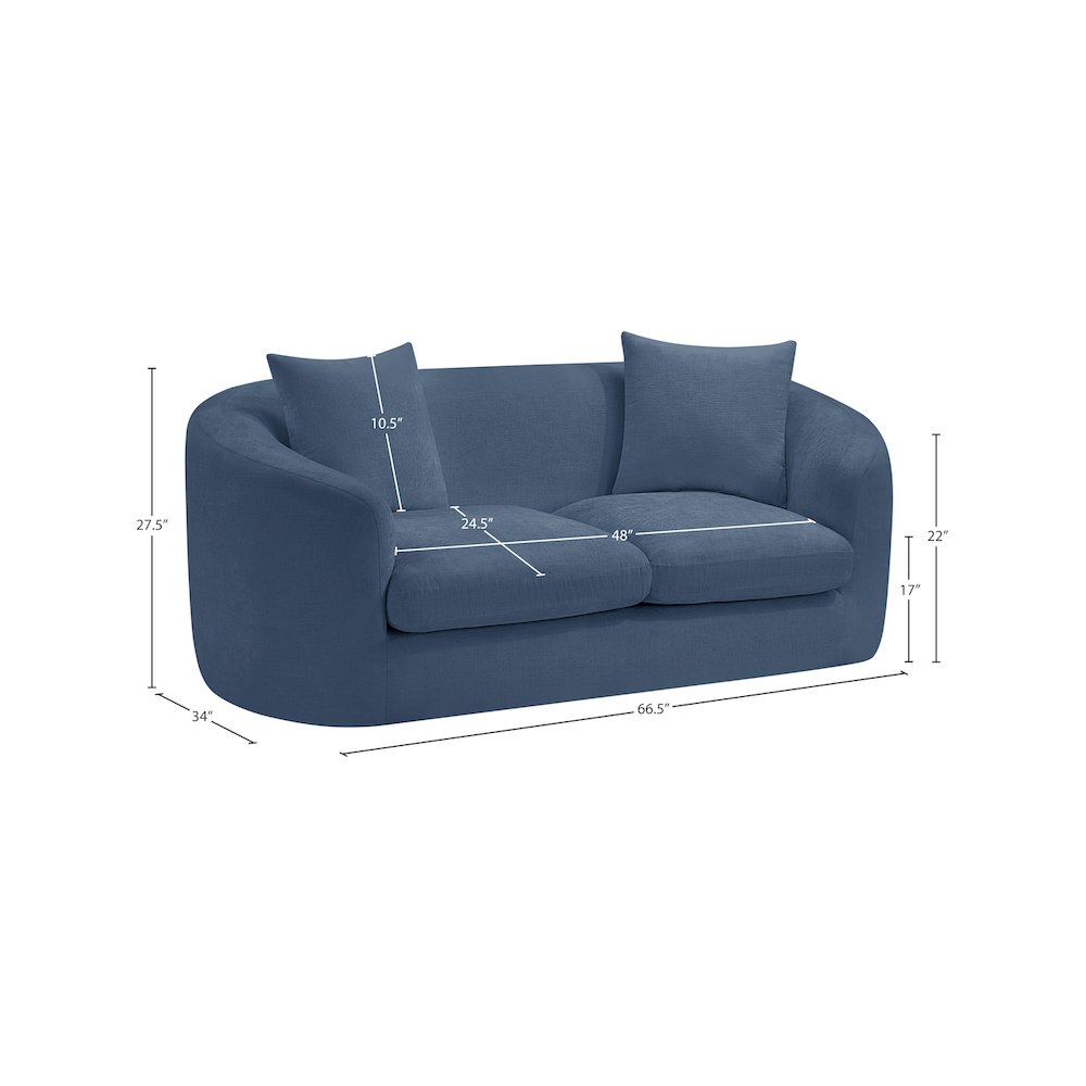 Penelope Light Blue Chenille Fabric Loveseat