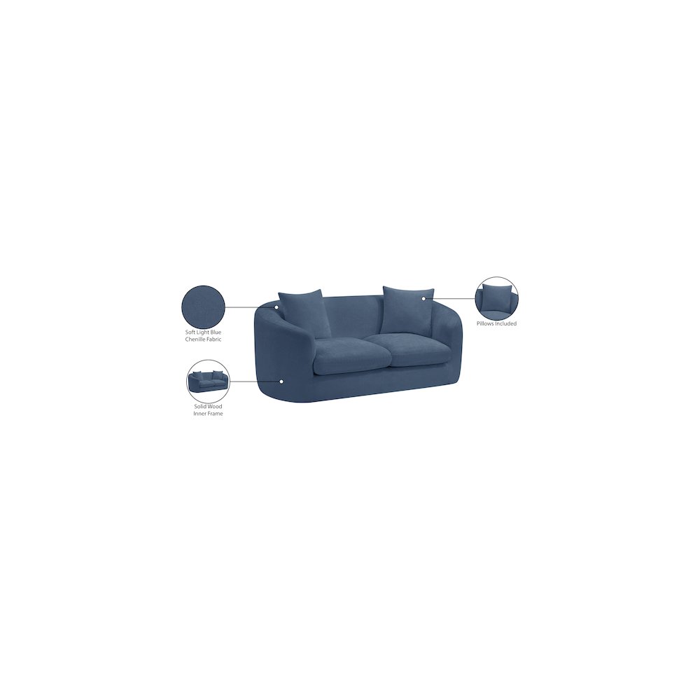 Penelope Light Blue Chenille Fabric Loveseat