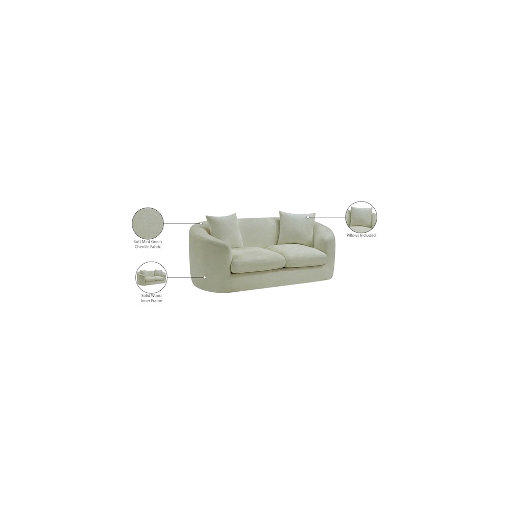 Penelope Mint Chenille Fabric Loveseat