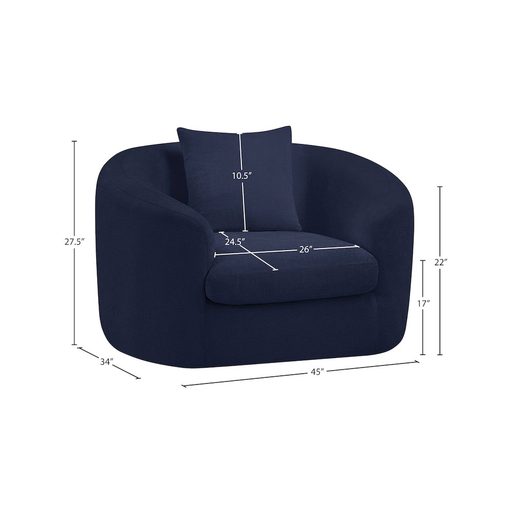 Penelope Navy Chenille Fabric Chair