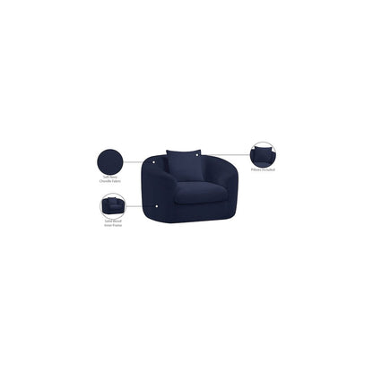 Penelope Navy Chenille Fabric Chair