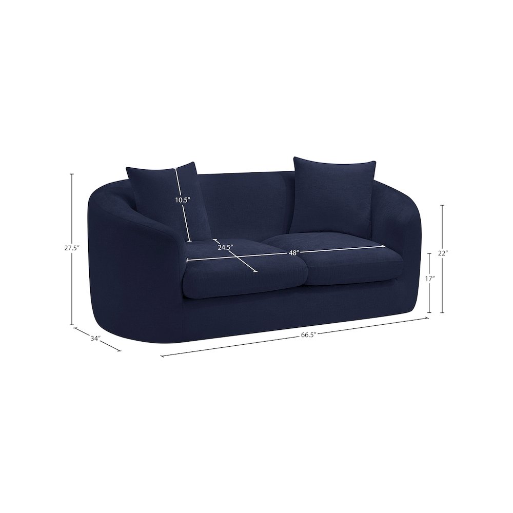 Penelope Navy Chenille Fabric Loveseat