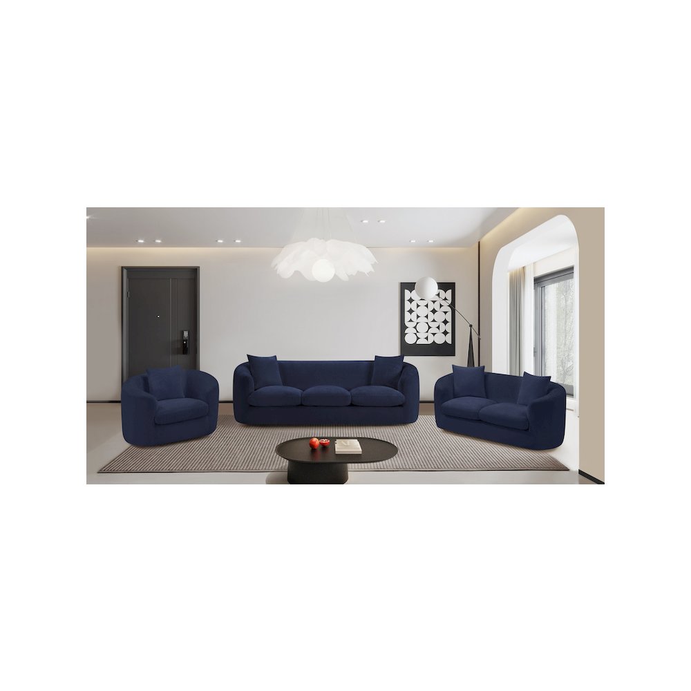 Penelope Navy Chenille Fabric Sofa
