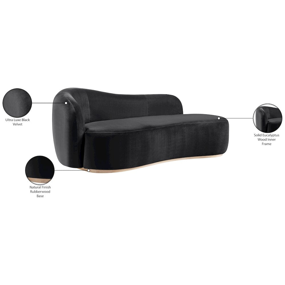 Gustavo Black Velvet Upholstered Chaise