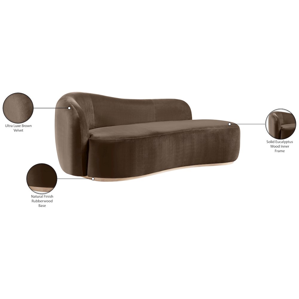 Gustavo Brown Velvet Upholstered Chaise