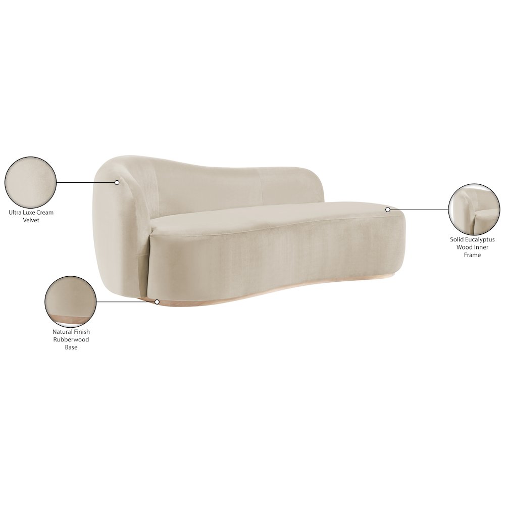 Gustavo Cream Velvet Upholstered Chaise