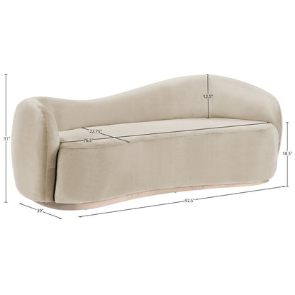 Gustavo 92.5" Cream Velvet Upholstered Sofa