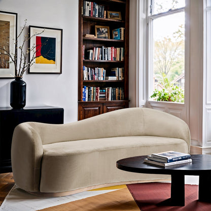 Gustavo 92.5" Cream Velvet Upholstered Sofa