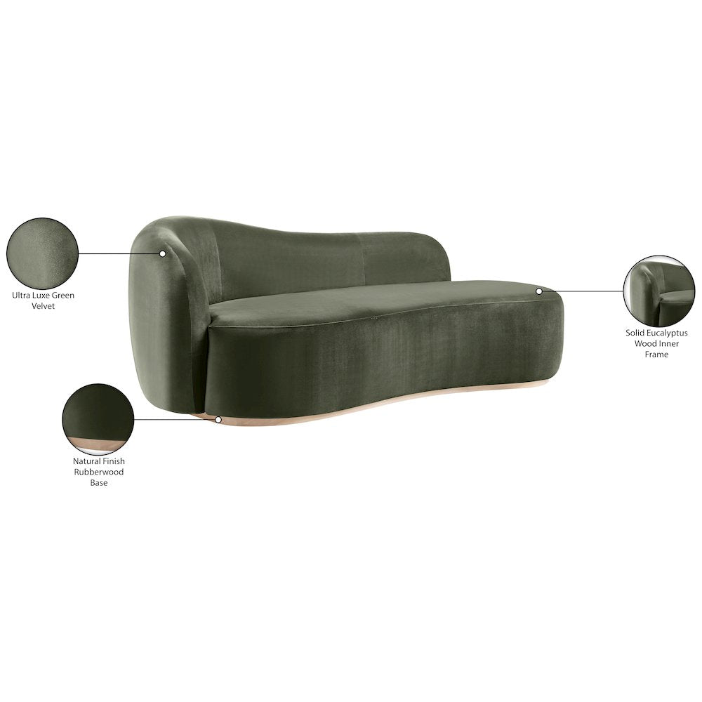 Gustavo Green Velvet Upholstered Chaise