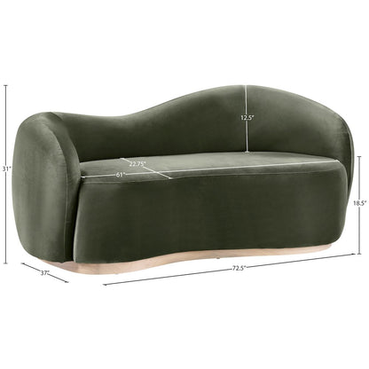 Gustavo 72.5" Green Velvet Upholstered Loveseat