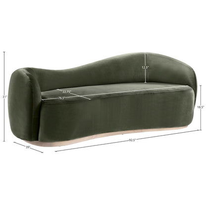 Gustavo 92.5" Green Velvet Upholstered Sofa