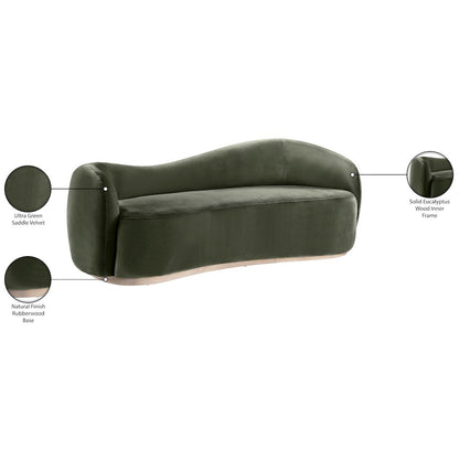 Gustavo 92.5" Green Velvet Upholstered Sofa