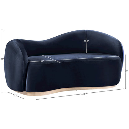 Gustavo 72.5" Navy Velvet Upholstered Loveseat