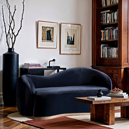 Gustavo 72.5" Navy Velvet Upholstered Loveseat