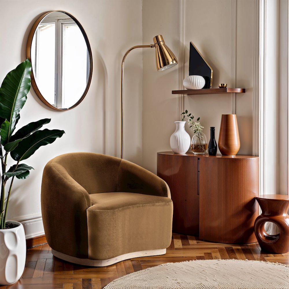 Gustavo Saddle Velvet Upholstered Chair