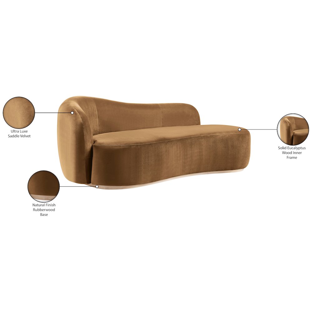 Gustavo Saddle Velvet Upholstered Chaise