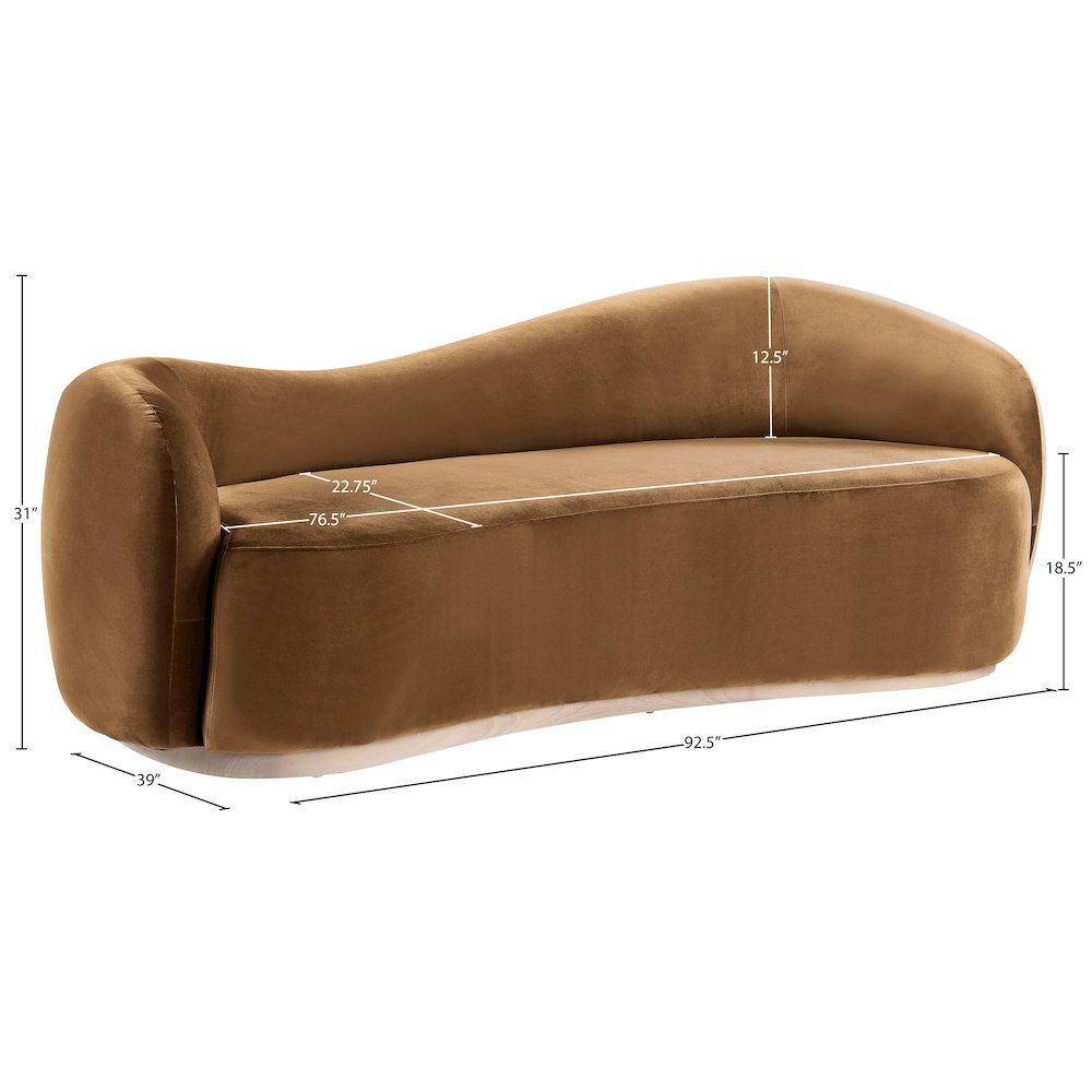 Gustavo 92.5" Saddle Velvet Upholstered Sofa