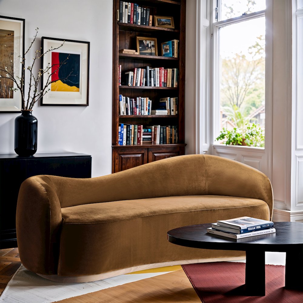 Gustavo 92.5" Saddle Velvet Upholstered Sofa