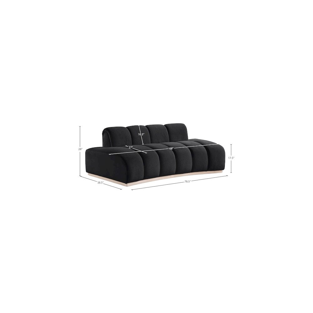 Jace Black Velvet Loveseat