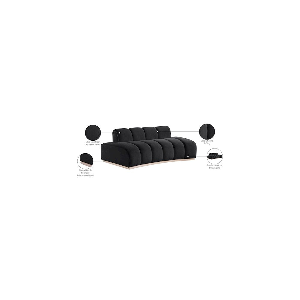 Jace Black Velvet Loveseat