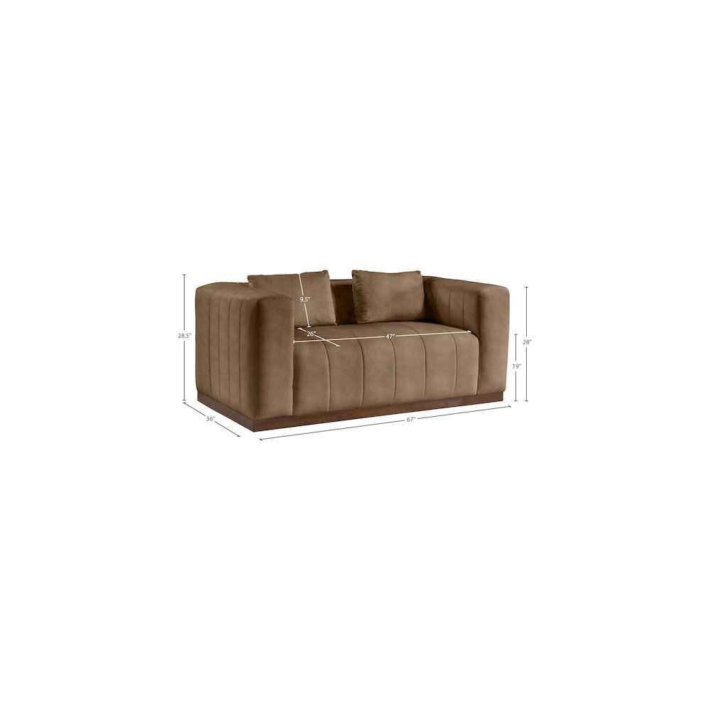 Mallina Brown Vegan Leather Loveseat