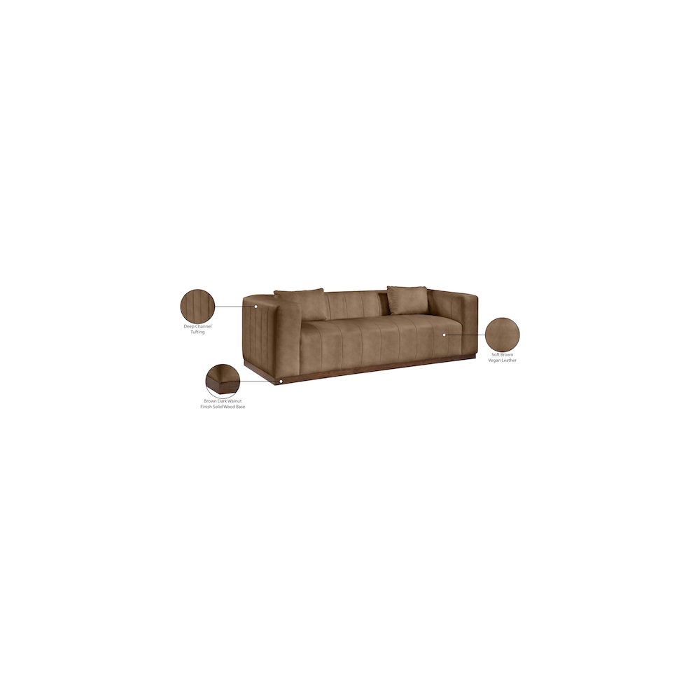 Mallina Brown Vegan Leather Sofa