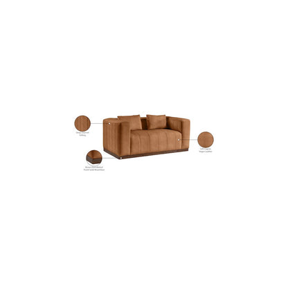 Mallina Cognac Vegan Leather Loveseat