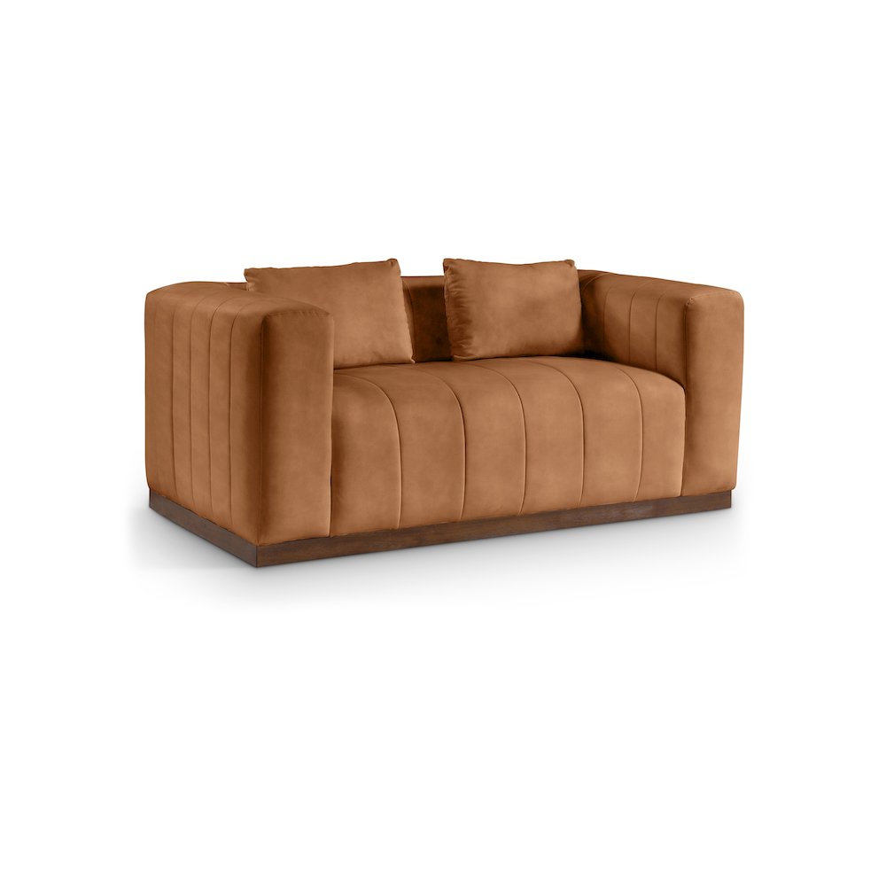 Mallina Cognac Vegan Leather Loveseat