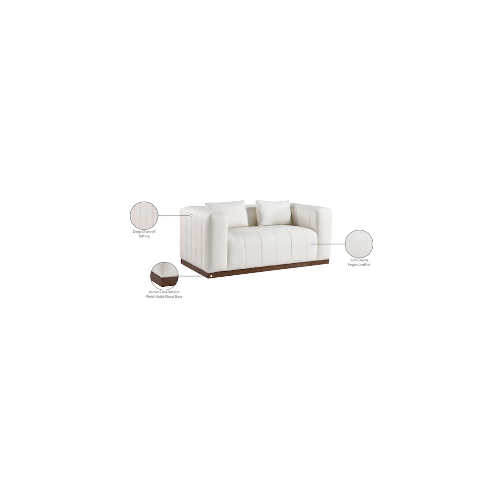 Mallina Cream Vegan Leather Loveseat