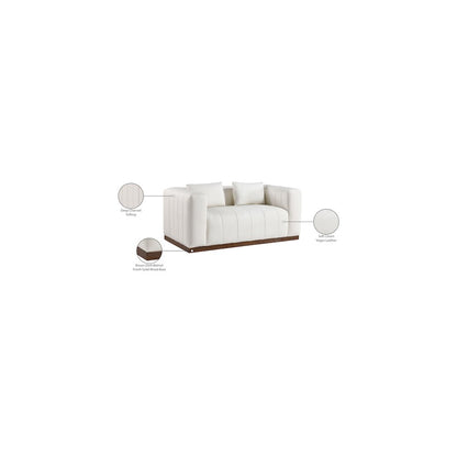 Mallina Cream Vegan Leather Loveseat