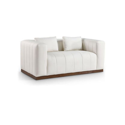 Mallina Cream Vegan Leather Loveseat